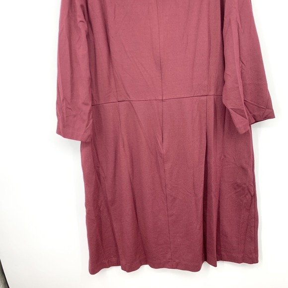 Talbots Women Size 18 Dress Maroon Red Cowl Neck 3/4 Sleeve Ponte Stretch - Picture 4 of 6